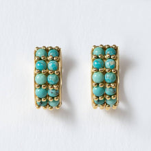 Load image into Gallery viewer, Prism - Turquoise Pave Horseshoe Earring