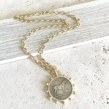 Load image into Gallery viewer, Matte gold horse coin jewelry