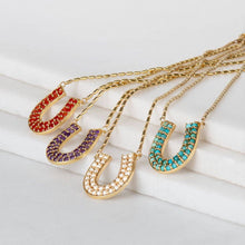 Load image into Gallery viewer, Prism - Turquoise Pave Horseshoe Earring