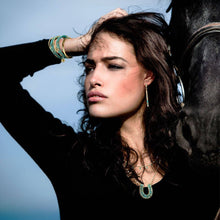 Load image into Gallery viewer, Prism - Turquoise Pave Horseshoe Earring