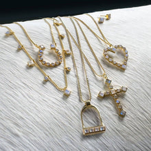 Load image into Gallery viewer, Keepsake Moonstone Stirrup Necklace - Gold