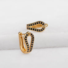 Load image into Gallery viewer, Levade - Moissanite Black Stone 14K Gold vermeil Horseshoe Earring