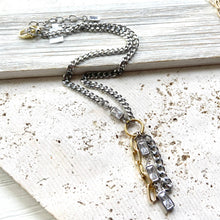 Load image into Gallery viewer, Mixed metal non tarnishing necklace edgy glam jewelry