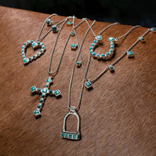 Load image into Gallery viewer, Keepsake Turquoise Stirrup Necklace - Gold
