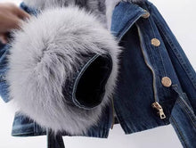 Load image into Gallery viewer, JK1022Y Women's Detachable Faux Fur Lining Denim Jacket