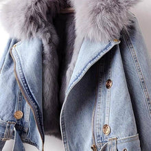 Load image into Gallery viewer, JK1022Y Women's Detachable Faux Fur Lining Denim Jacket