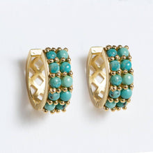 Load image into Gallery viewer, Prism - Turquoise Pave Horseshoe Earring