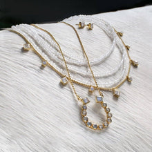 Load image into Gallery viewer, Keepsake Moonstone Stirrup Necklace - Gold