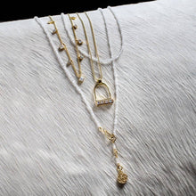 Load image into Gallery viewer, Keepsake Moonstone Stirrup Necklace - Gold
