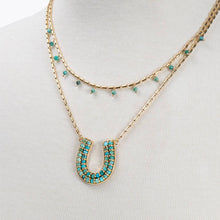 Load image into Gallery viewer, Prism - Turquoise Pave Horseshoe Earring
