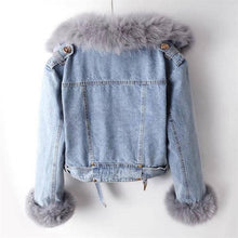 Load image into Gallery viewer, JK1022Y Women's Detachable Faux Fur Lining Denim Jacket