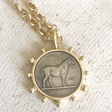 Load image into Gallery viewer, Matte gold horse coin jewelry