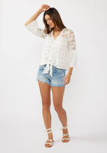 Load image into Gallery viewer, Button Down Crochet Lace Tie Front Top
