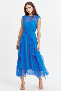 Rosalie Cascading Ruffled Midi Dress