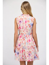Load image into Gallery viewer, Print Eyelet Lace Sleeveless Tiered Dress
