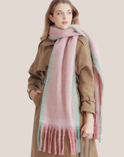 Load image into Gallery viewer, JC021030 Long Fringe Cozy Fuzzy Two-Tone Ombre Scarf
