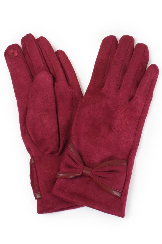 Ribbon Trim Winter Gloves