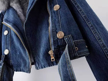 Load image into Gallery viewer, JK1022Y Women's Detachable Faux Fur Lining Denim Jacket
