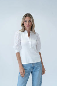 Six Fifty Kaleigh White Top W/ Eyelet Sleeve