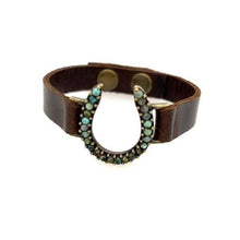 Load image into Gallery viewer, Skinny Horseshoe Leather Bracelet

