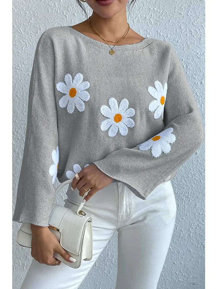 Daisy Floral Embroidered Sweater