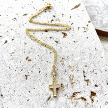 Load image into Gallery viewer, Gold cross crystal necklace Religious  jewelry church
