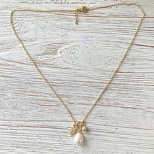 Load image into Gallery viewer, Pearl, sun, micro pave necklace ,boutique,salon,trendy
