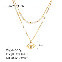 Load image into Gallery viewer, Evil Eye Gold Plated Stainless Steel Layered Necklace
