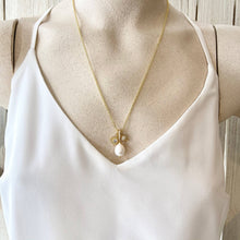Load image into Gallery viewer, Pearl, sun, micro pave necklace ,boutique,salon,trendy
