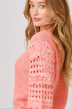 Load image into Gallery viewer, Textured Sleeve Sweater In Peach Coral
