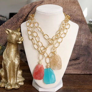 Statement Natural Stone Chain necklace