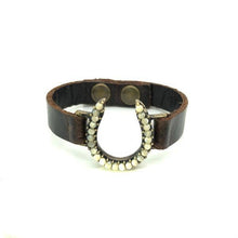 Load image into Gallery viewer, Skinny Horseshoe Leather Bracelet
