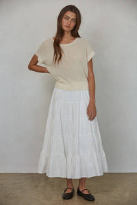 W1979 | Knit Sweater See Through Short Sleeve Pullover Top