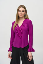 Load image into Gallery viewer, Silky Knit and Chiffon Fitted Top by Joseph Ribkoff
