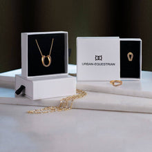 Load image into Gallery viewer, Levade - Moissanite Black Stone 14K Gold vermeil Horseshoe Earring
