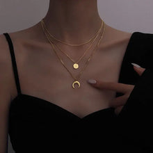 Load image into Gallery viewer, Moon Three Layer 18K Layer Necklace
