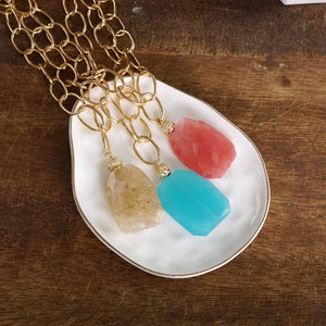 Statement Natural Stone Chain necklace