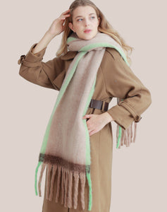 JC021030 Long Fringe Cozy Fuzzy Two-Tone Ombre Scarf