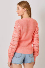 Load image into Gallery viewer, Textured Sleeve Sweater In Peach Coral
