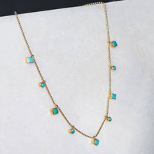 Load image into Gallery viewer, Keepsake Turquoise Stirrup Necklace - Gold
