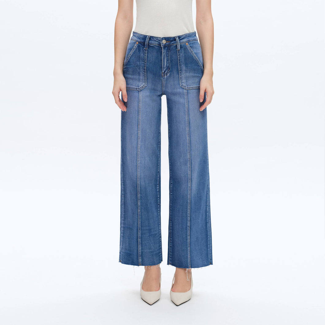 HIGH RISE RELAXED STRAIGHT JEANS WITH RAW HEM BYT5190