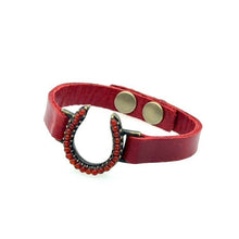 Load image into Gallery viewer, Skinny Horseshoe Leather Bracelet
