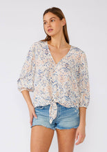 Load image into Gallery viewer, Bohemian 3/4 Sleeve V Neck Tie Front Blouse
