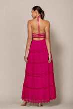 Load image into Gallery viewer, LD1103 SMOCKED TIERED OPEN BACK MAXI DRESS in Fuchsia
