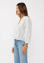Load image into Gallery viewer, 3/4 Blouson Sleeve Tie-Front Blouse
