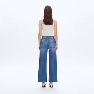 HIGH RISE RELAXED STRAIGHT JEANS WITH RAW HEM BYT5190