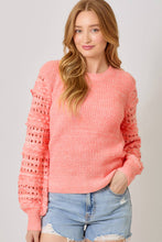 Load image into Gallery viewer, Textured Sleeve Sweater In Peach Coral
