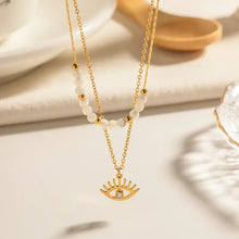 Load image into Gallery viewer, Evil Eye Gold Plated Stainless Steel Layered Necklace
