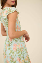 Load image into Gallery viewer, FLORAL V NECK SMOCKED TIERED MIDI DRESS
