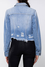 Load image into Gallery viewer, Light Wash Frayed Fitted Jacket
